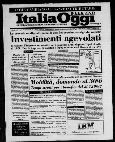 Italia oggi : quotidiano di economia finanza e politica